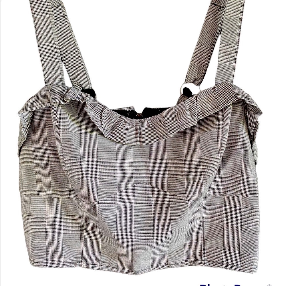 Forever 21 Crop Top Cami Gray Plaid size Medium